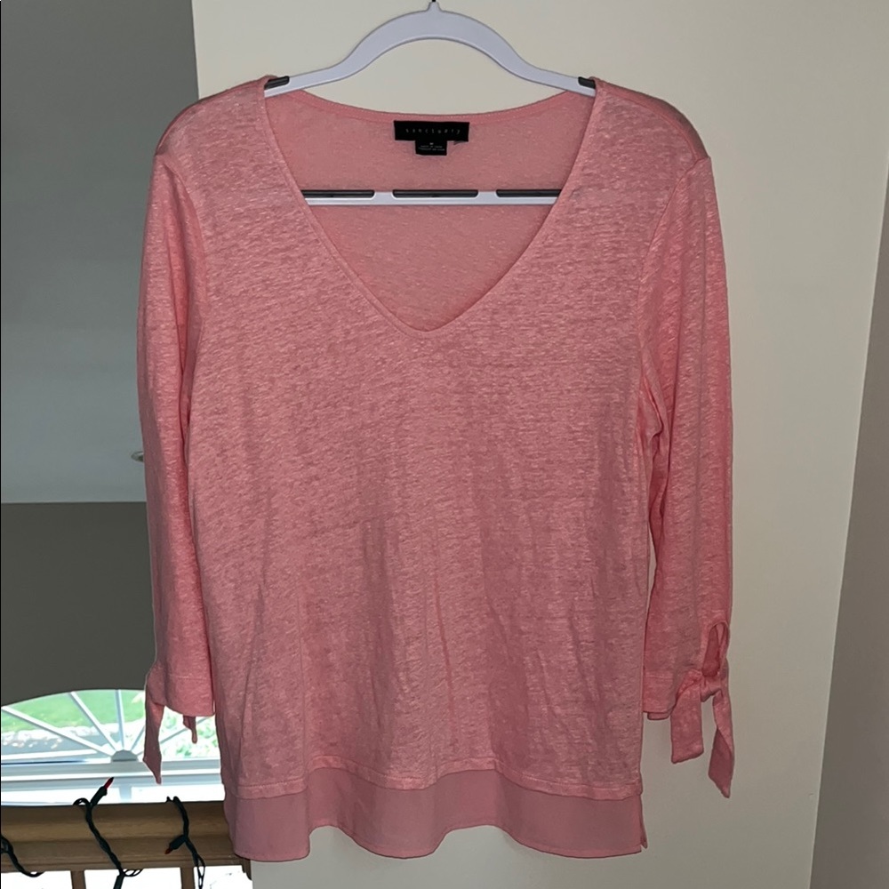 Sanctuary Pink Tie Sleeve Blouse